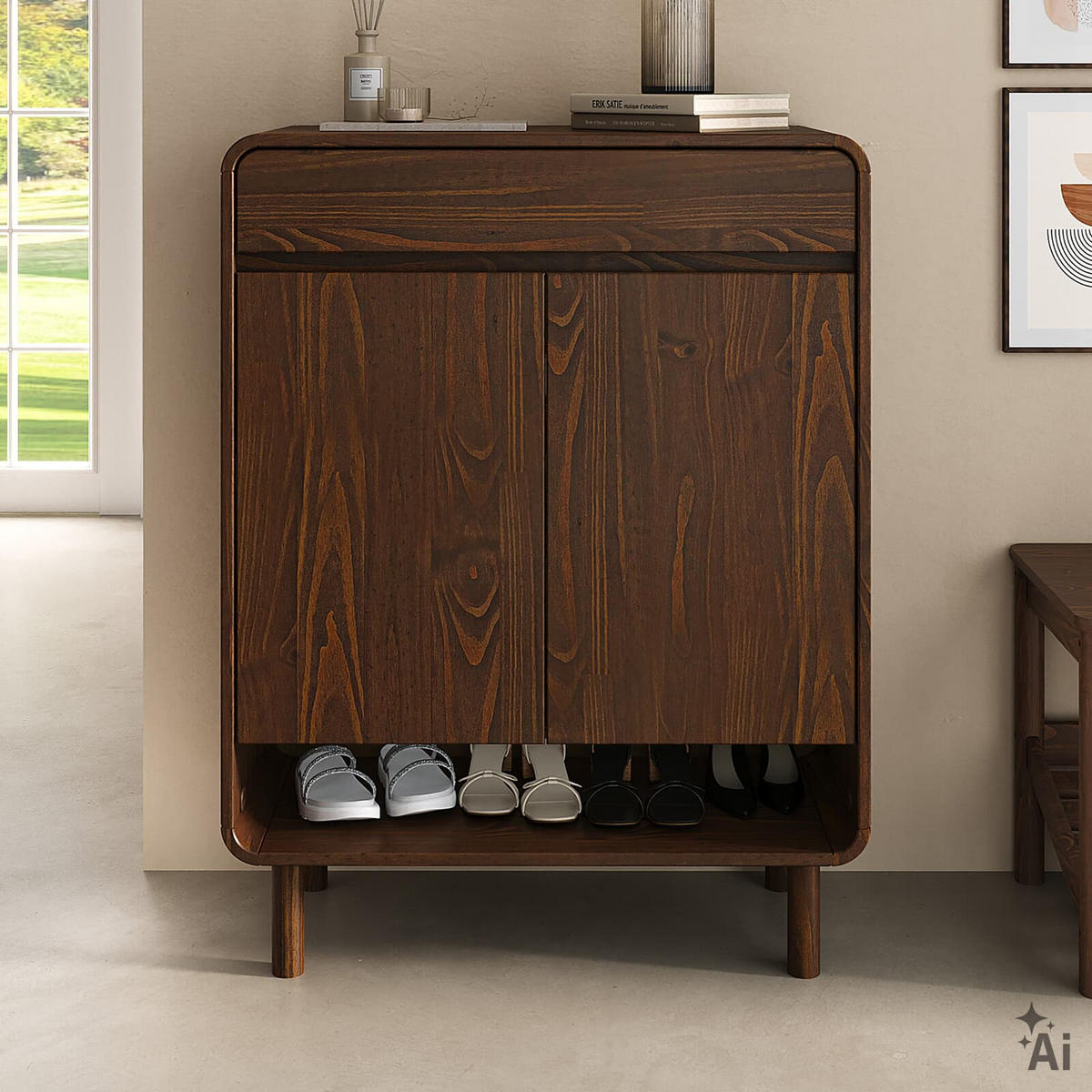 SCHUHSCHRANK JUAN nussbaum - Nussbaumfarben, Holz (79/104/37cm) - IDIMEX