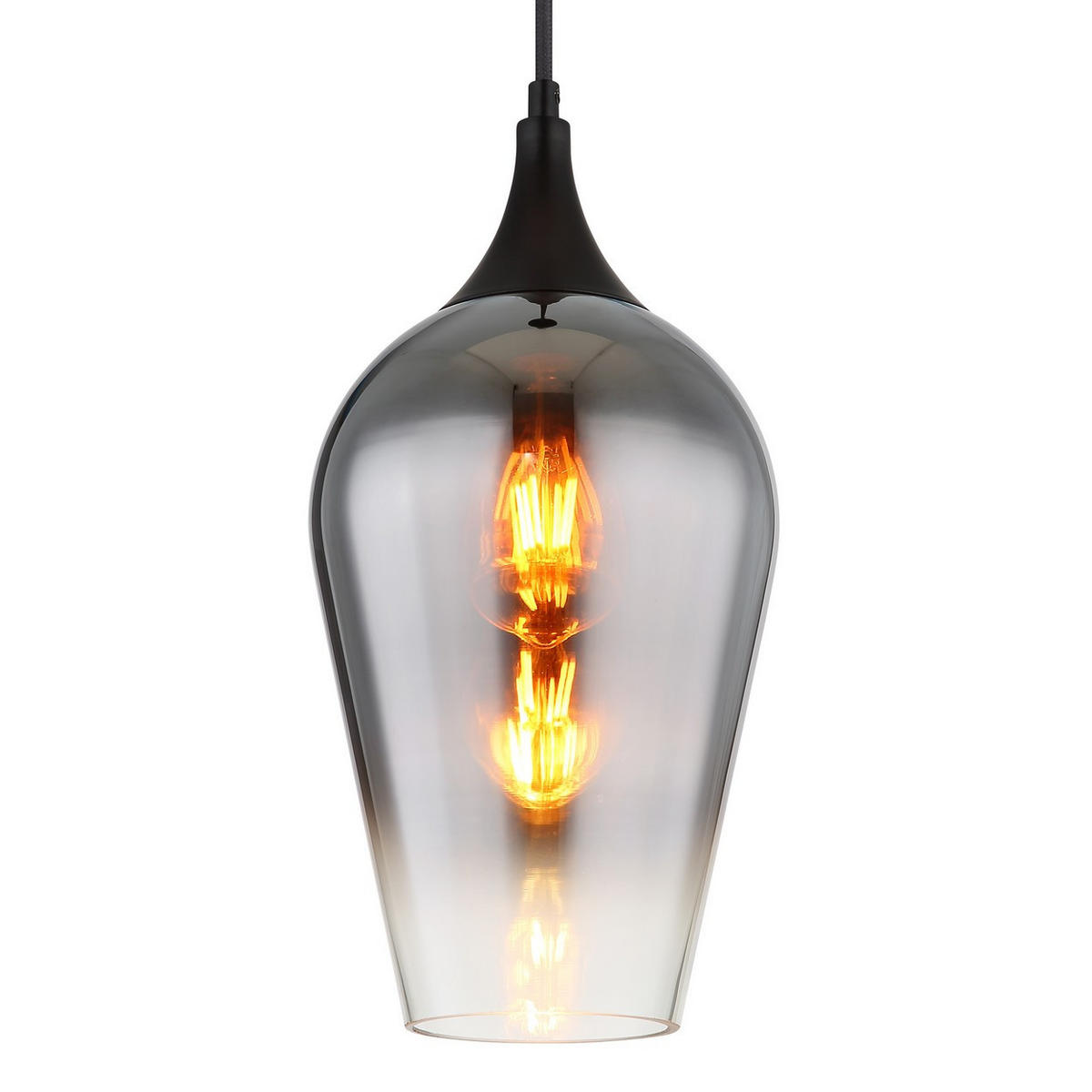 HÄNGELEUCHTE Glas Schwarz Verchromt - Schwarz, Glas (18/18/120cm) - Globo Lighting