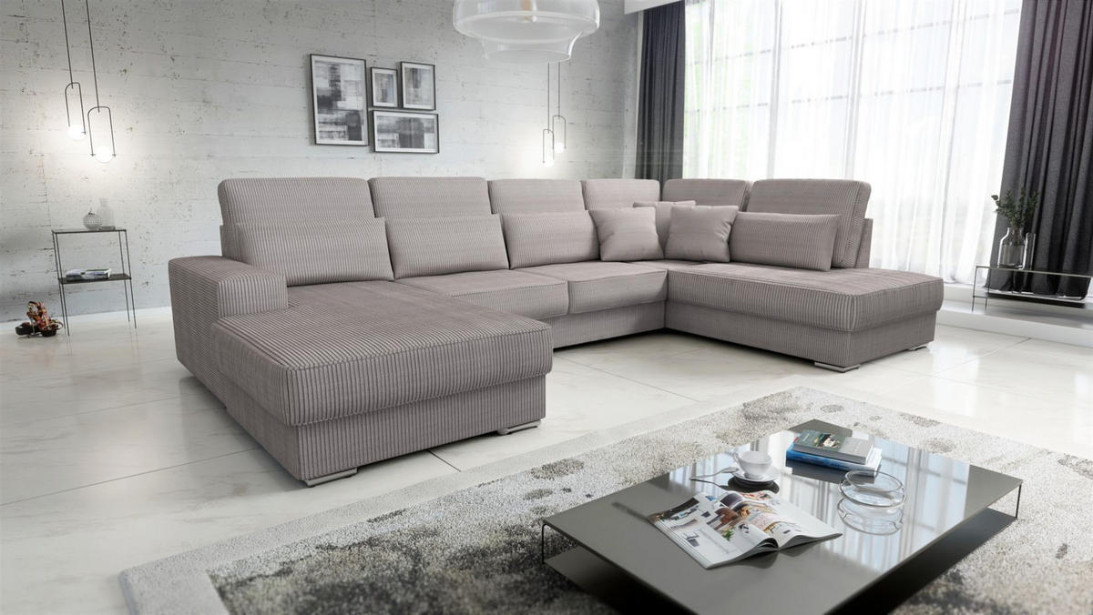 WOHNLANDSCHAFT Nevio In Scala - Graubraun, Holzwerkstoff/Textil (401/88/226cm) - Fun Möbel