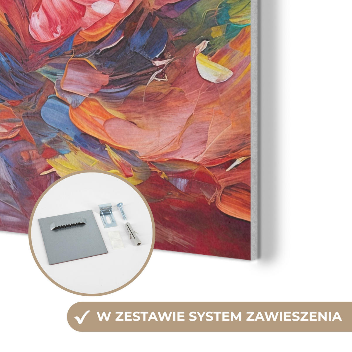 AKUSTIKBILD Ölgemälde - Kunst - Abstrakt - Farbenfroh Akustikpaneele 90x90 cm - Altrosa, Textil (90/90/0.9cm) - MuchoWow