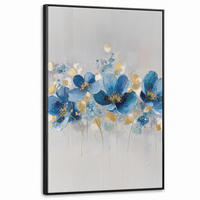 LEINWAND Bilder mit Rahmen - Blumen - Blau - Abstrakt - 80x120 - Hellgrau, Textil (80/120cm) - MuchoWow