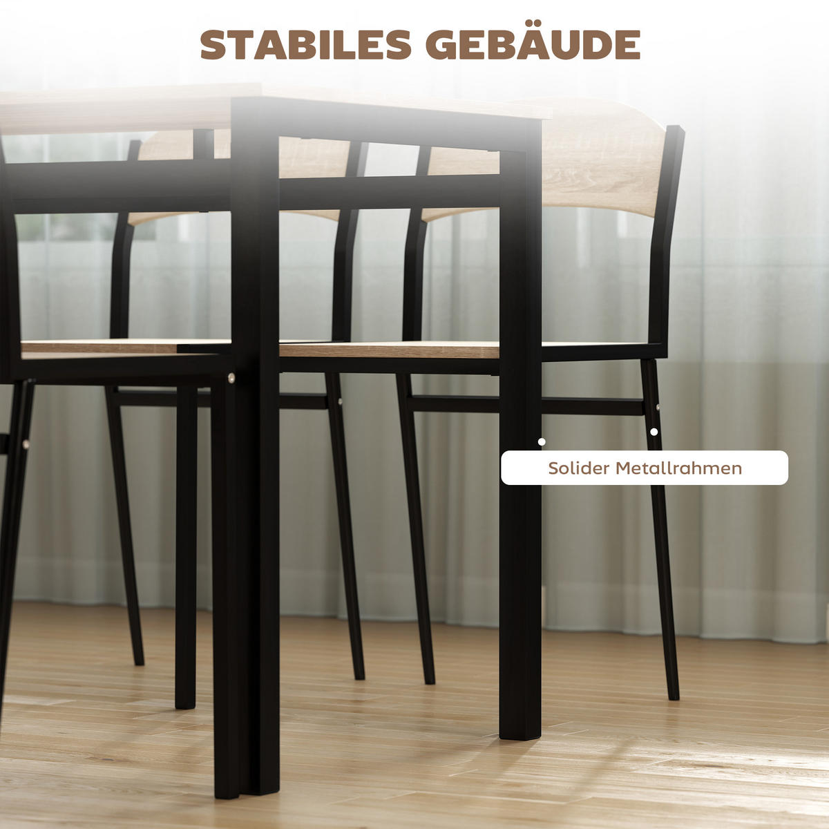 ESSGRUPPE mit 1 Tisch und 4 Stühlen Eichefarben 100.0/63.0/76.5 cm - Eichefarben, Holzwerkstoff (63/76.5/100cm)