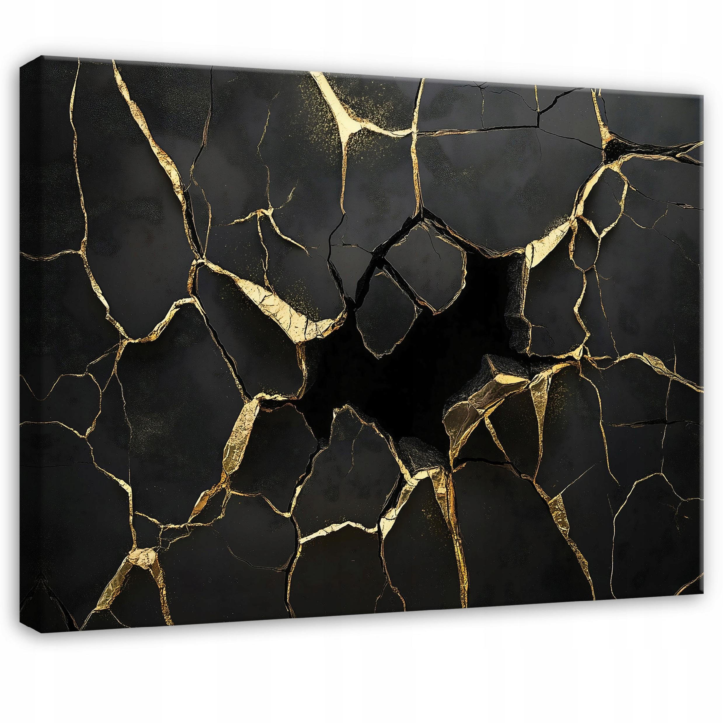 BILDER Abstrakt Marmor Schwarz Gold Modern Wohnzimmer 100x70 - Schwarz, Holzwerkstoff (100/70cm) - Wallarena