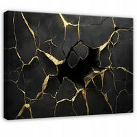 BILDER Abstrakt Marmor Schwarz Gold Modern Wohnzimmer 60x40 - Schwarz, Holzwerkstoff (60/40cm) - Wallarena