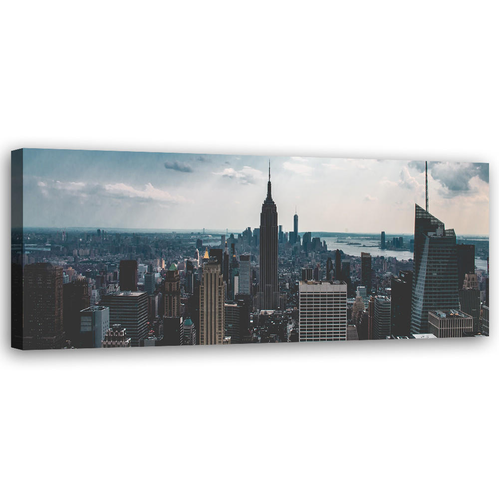 WANDBILD skyline von new york city - Grau, Textil (90/30cm) - Feeby