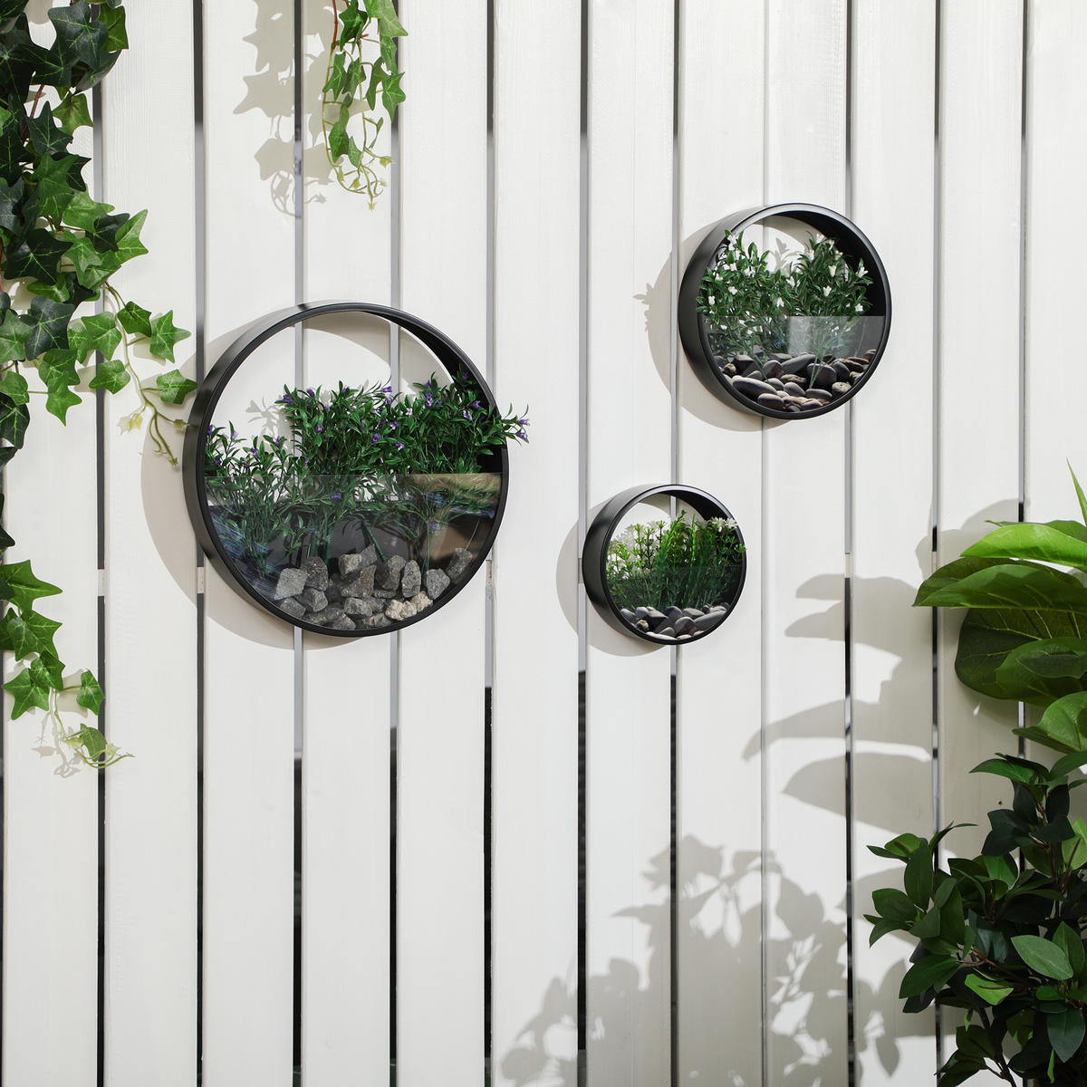BLUMENTÖPFE, Wandvase für Garten, Wohnzimmer, Stahl, Schwarz - Schwarz, Metall (5cm) - Outsunny