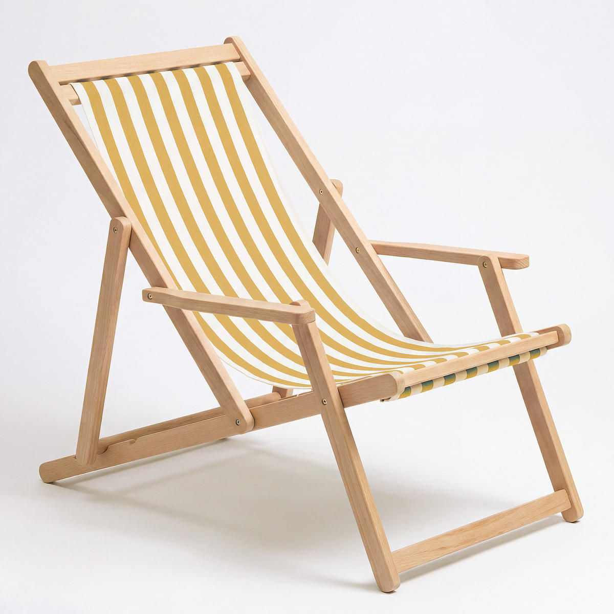 LIEGESTUHL - Akazie massiv / Webstoff - Gelb, Holz/Textil (63/88/102cm) - home24