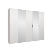 DREHTÜRENSCHRANK Malaga 250 mit Frontspiegel - Weiß, Holzwerkstoff (250/202/52cm) - MIRJAN24