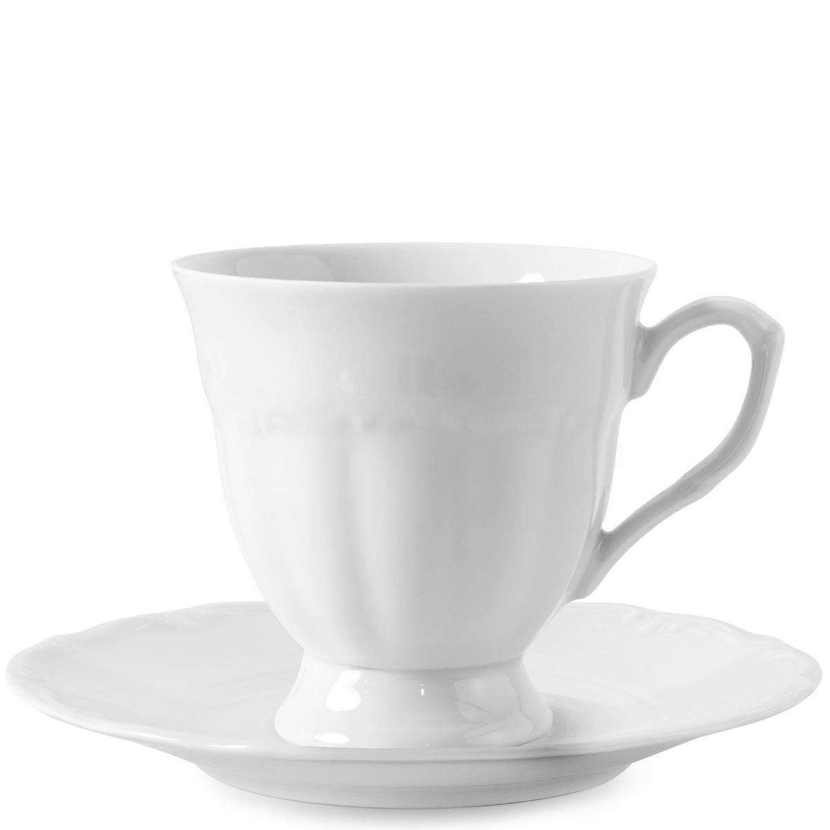 TASSEN-SET TASSE mit Untertasse Chodziez MARIA TERESA 6-tlg - Weiß, Keramik (0.25L) - KONSIMO®