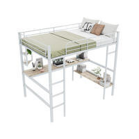HOCHBETT 140/200 cm Weiß aus Metall und MDF mit Schreibtisch - Weiß, Metall (140/200cm) - OKMYHOME