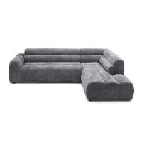 4-SITZER modulares Ecksofa VEER L Rechts, 283 x 190 cm, Chenille Webstoff Dunkelgrau - Dunkelgrau/Schwarz, Holz/Kunststoff (190/283cm) - Muffo