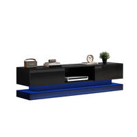 TV-SCHRANK 160/35/40,5 cm schwarz Hochglanz mit LED-Beleuchtung 2 Schubladen Anti-Kipp-Design - Schwarz, Holzwerkstoff (160/40.5/35cm) - OKWISH