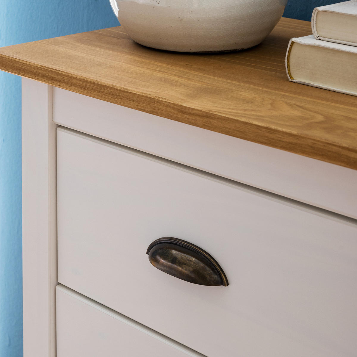 KOMMODE - Kiefer massiv - Kieferfarben, Holz (46/82/35cm) - home24