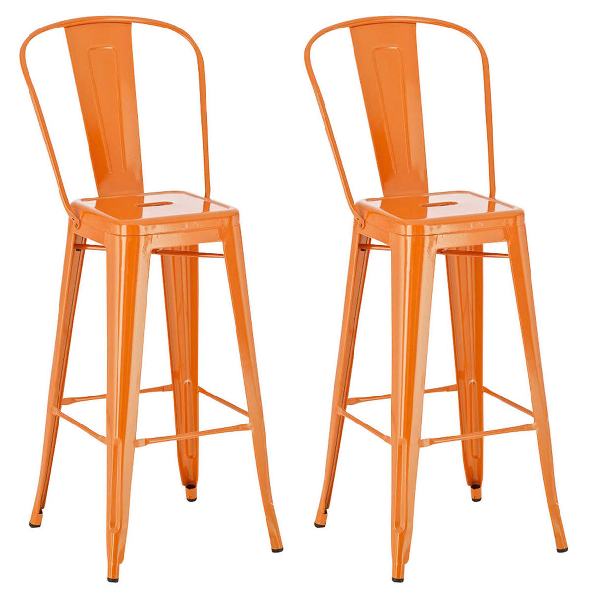 BARHOCKER Adnan, 2er Set, Orange - Orange, Metall (44/100/52cm) - TPFLiving