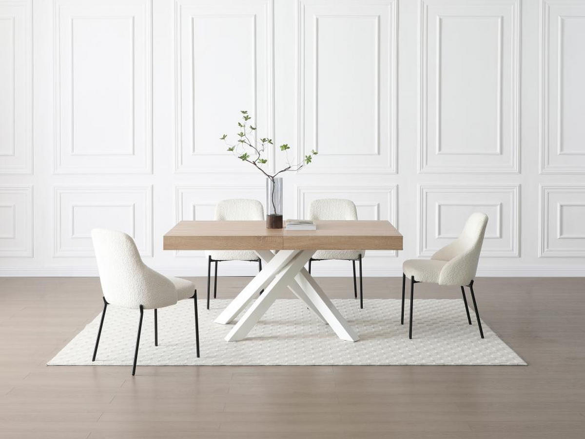 ESSTISCH ausziehbar - 6 bis 10 Personen - MDF & Metall - Holzfarben & Weiß - CATONAV - Naturfarben, Holz (240/90/75cm) - Vente-Unique