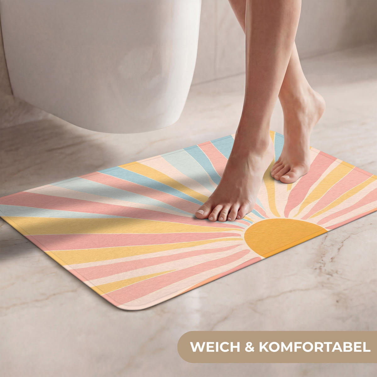 WC PŘEDLOŽKA Ilustrace - Slunce - Pastelové barvy 60x40 cm - pastelově modrá, textil/plast (60/1cm) - OnlyWow