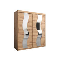 SCHWEBETÜRENSCHRANK 200/180/62 2-türig - Silberfarben/Eiche Artisan, Holz/Kunststoff (180/200/62cm) - MÖBEL KRYSPOL
