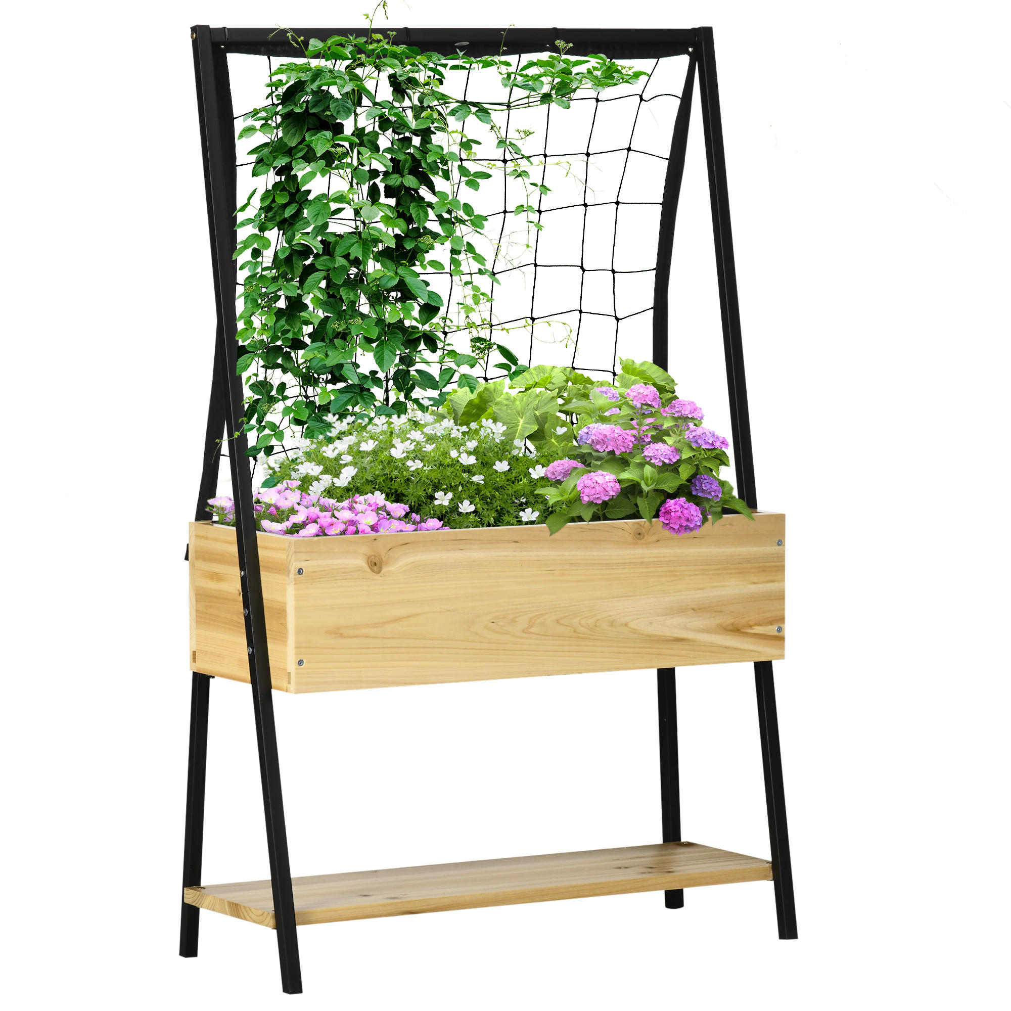 HOCHBEET, Naturholz, Stahl, Tannenholz, Polyester - Naturfarben, Metall (30/125/80cm) - Outsunny