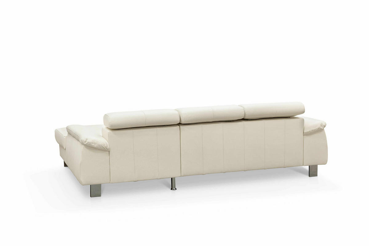 ECKSCHLAFSOFA mit Echtlederbezug, Schlaffunktion & Bettkasten - Chromfarben/Eiche Bianco, Leder/Holz (166/244cm) - Cotta