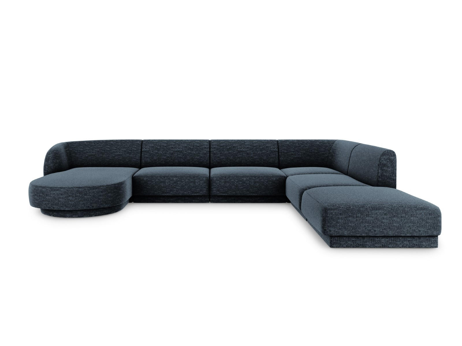 PANORAMASOFA rechts Miley aus Chenille-Stoff königsblau 6 Sitzplätze - Blau, Textil (255/70/330cm) - Micadoni