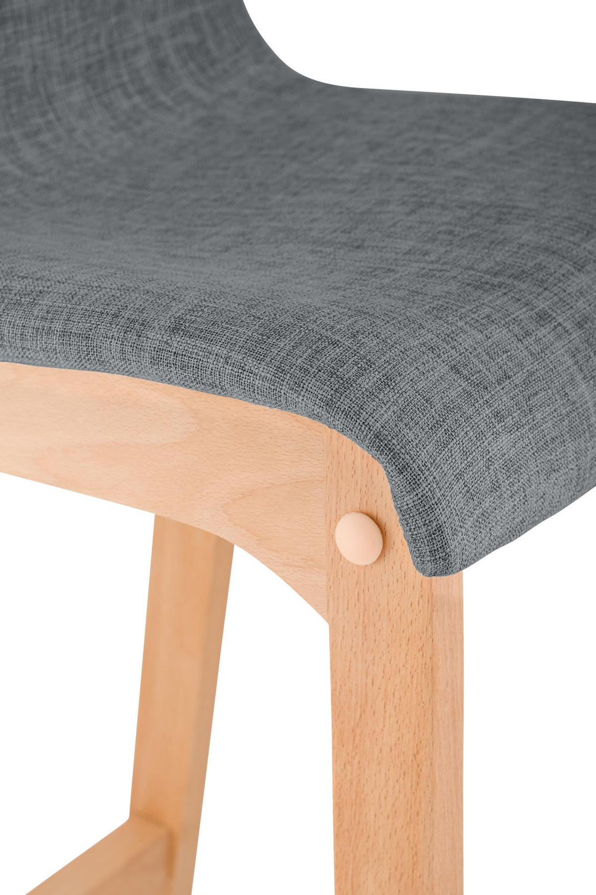 BARHOCKER 2er Set Stoff hellgrau - Eukalyptusholzfarben/Hellgrau, Holz/Textil (41/102/46cm) - CLP