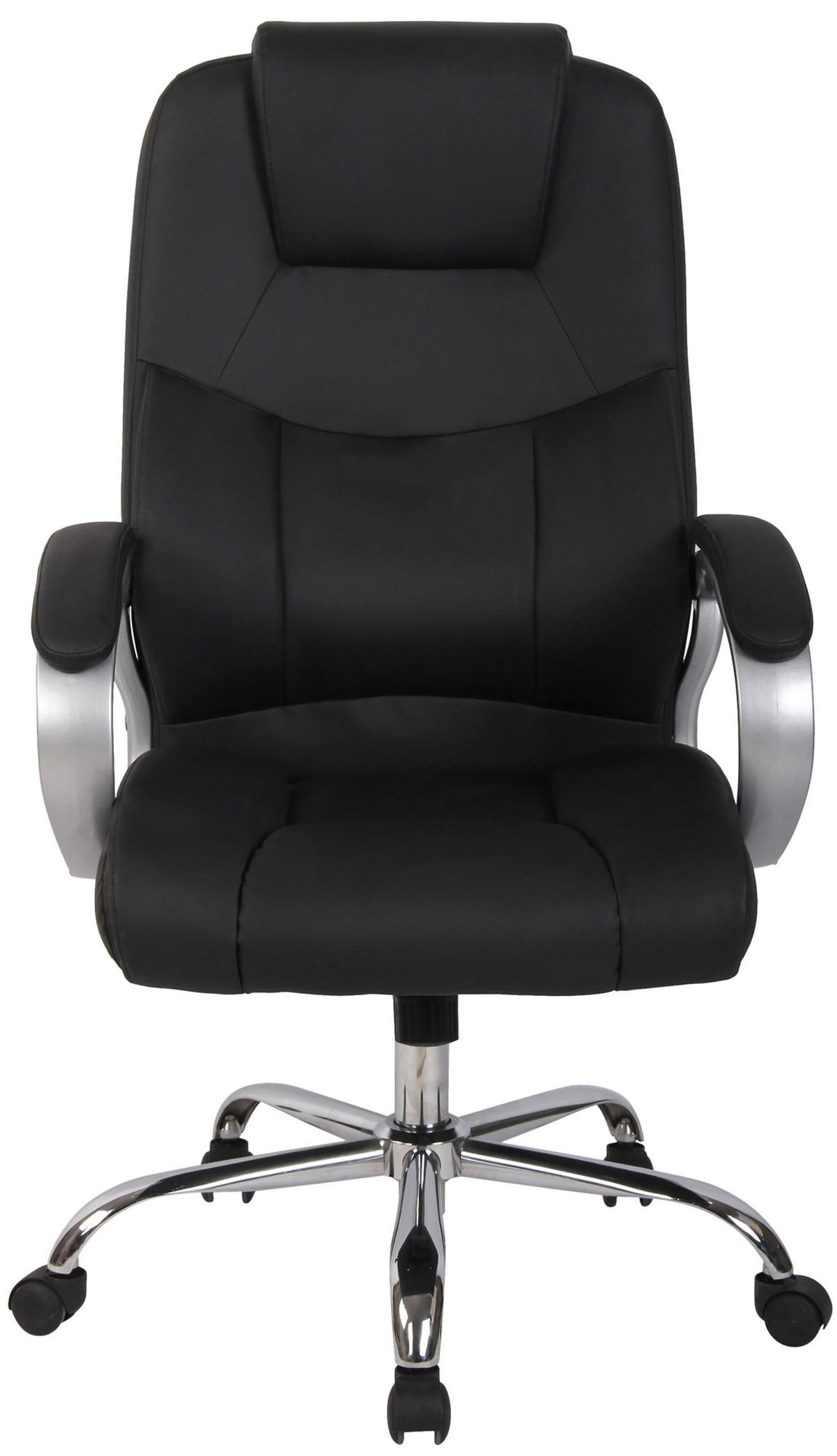 CHEFSESSEL Lederlook schwarz - Chromfarben/Schwarz, Textil/Metall (66/113/70cm) - CLP