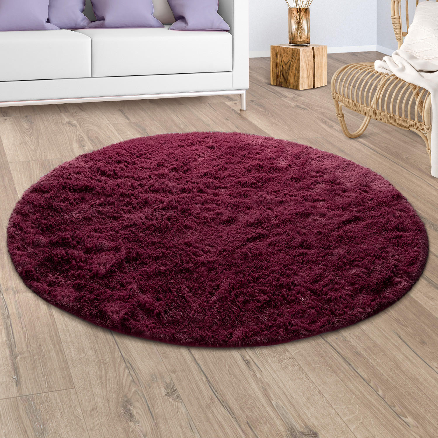 HOCHFLORTEPPICH 80/80 cm Silky 591 - Lila, Textil (80/80cm) - Paco Home