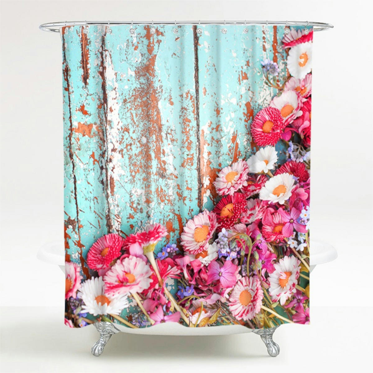 DUSCHVORHANG Spring 180 x 200 cm - Türkis, Textil (180/200cm) - Sanilo