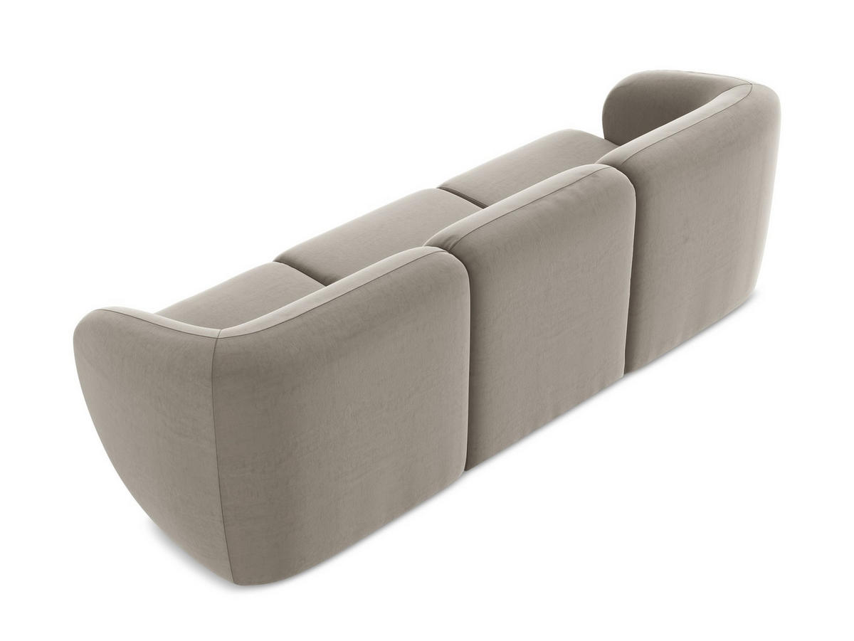 3-SITZER SOFA Samt Stoff Grau - Taupe/Schwarz, Holzwerkstoff/Kunststoff (244/75/94cm) - Makamii
