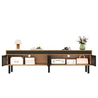 LOWBOARD 170/38/47,7 cm aus MDF und Spanplatte mit 4 grifflosen Türen Schwarz - Schwarz, Holzwerkstoff (170/47/38cm) - Modenvie