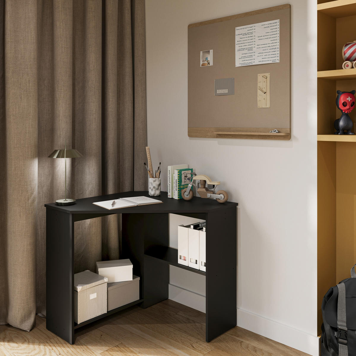 SCHREIBTISCH SPAZIO 80x80x73 cm Bürotisch Computertisch, Schwarz - Schwarz, Holzwerkstoff (80/80/73cm) - MASSENO