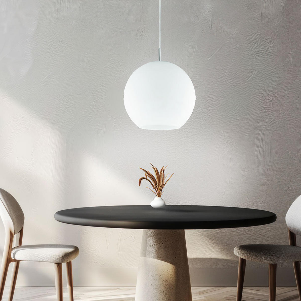 HÄNGELEUCHTE Glas Nickel Weiß MOON - Weiß, Glas (30/30/150cm)