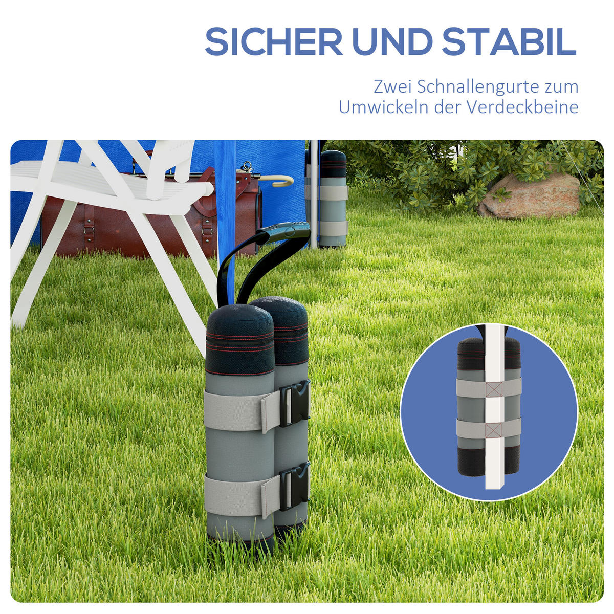 SANDGEWICHTSSÄCKE 4er-Set mit Griff für Pop Up Pavillon, Pavillonstandfüße aus Oxford, Grau+Schwarz - Schwarz, Kunststoff (10/20cm) - Outsunny