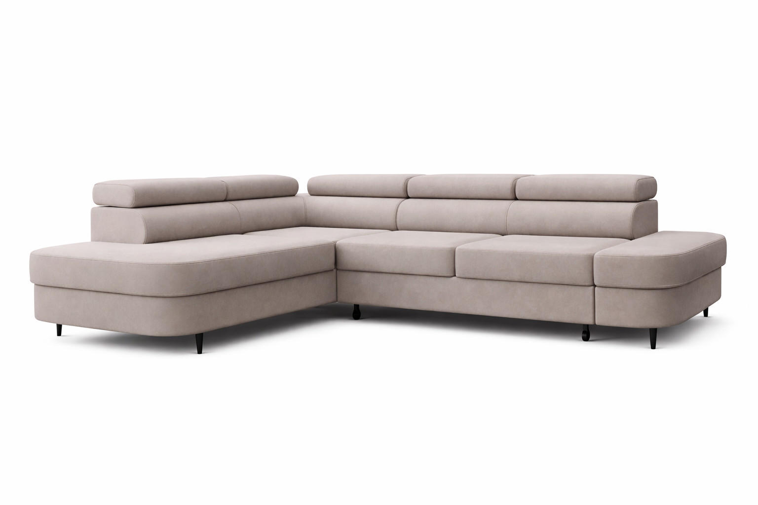 ECKSOFA Priam L-Form mit Schlaffunktion und Stauraum Modern Form Beige - Beige, Holz/Textil (275/203cm) - Muffo