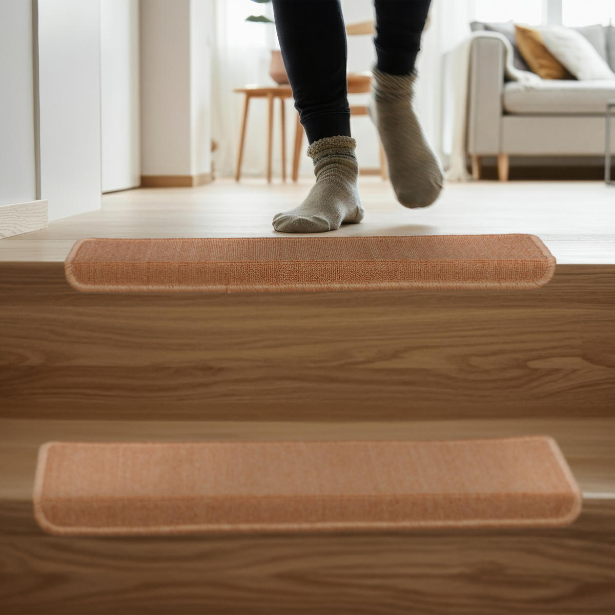 15XSTUFENMATTEN - Beige, Kunststoff (24/65/4cm) - Relaxdays