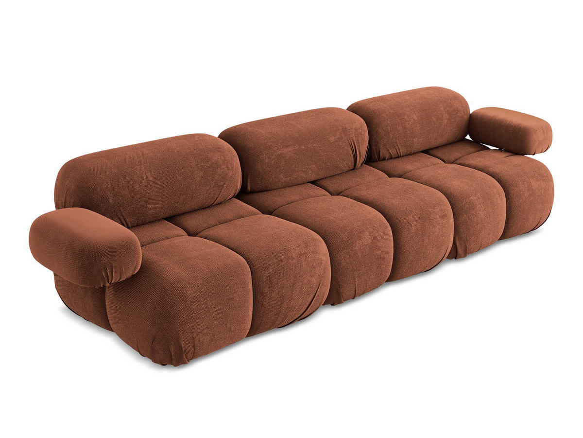 3-SITZER SOFA Chenille Stoff Orange - Terra cotta/Schwarz, Kunststoff/Textil (285/70/96cm) - Makamii