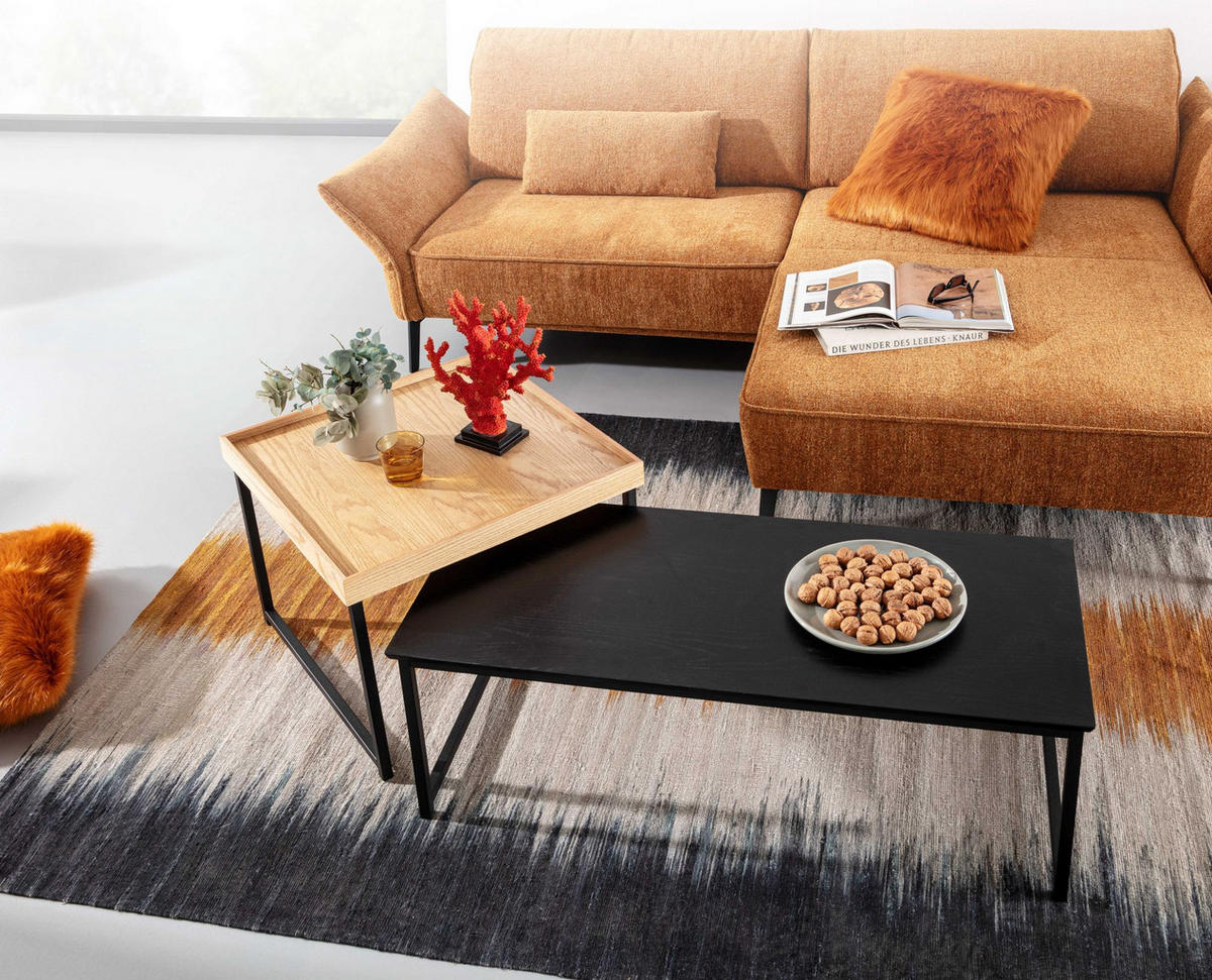 COUCHTISCH 2er Set Holz Metall Ineinanderschiebbar SILVANUS, Schwarz 110x60x45 cm - Schwarz, Holz/Metall (60/110/45cm) - KADIMA DESIGN