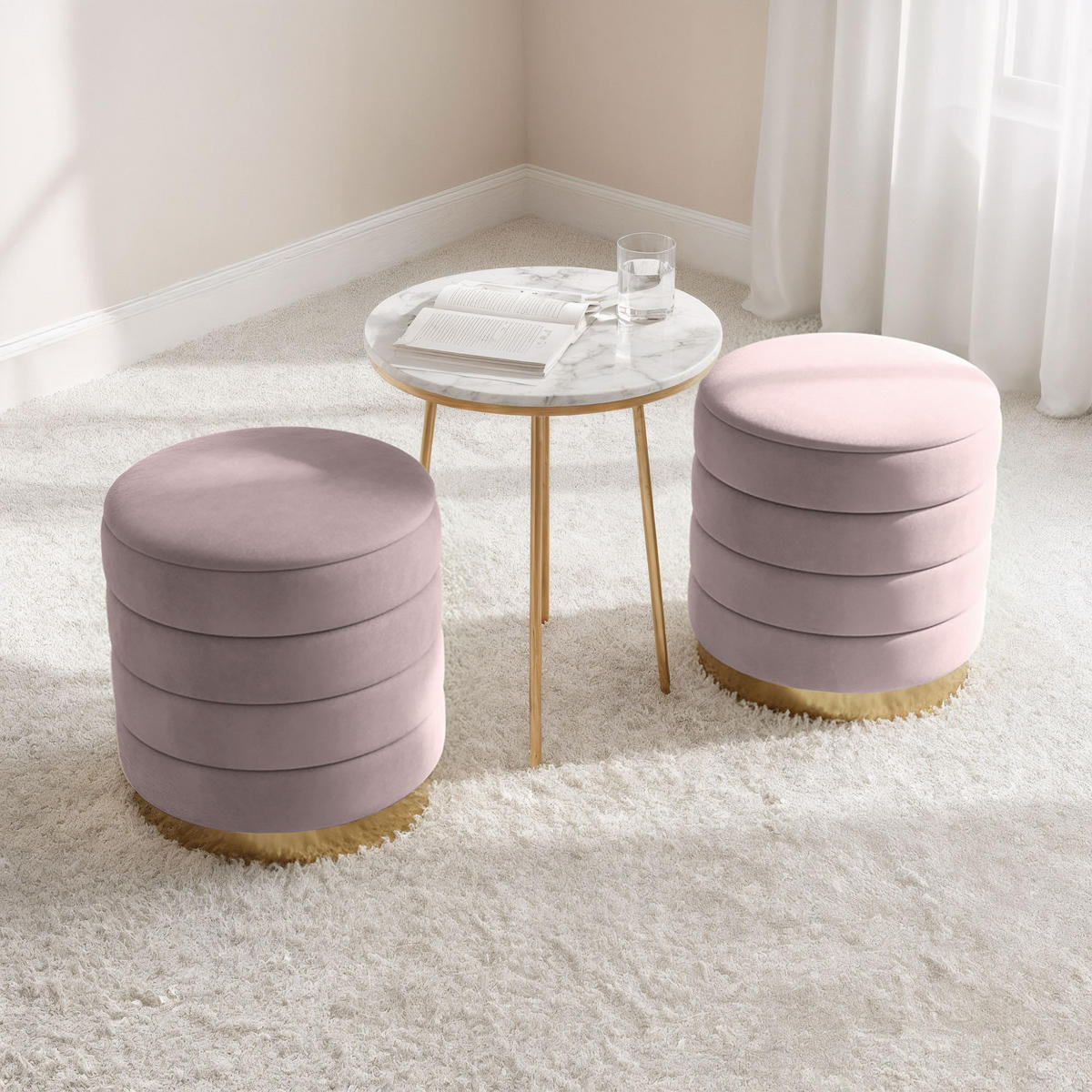 SITZHOCKER mit Stauraum Roza - Pink, Textil (40/45/40cm) - RAUMHIRSCH FURNITURE