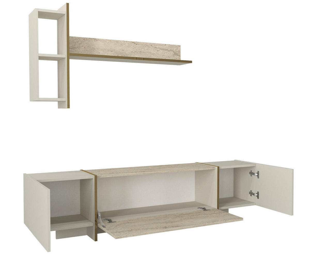 WOHNWAND Veyron Beige Granit Optik - Beige, Holzwerkstoff (180/45/32cm) - moebel17