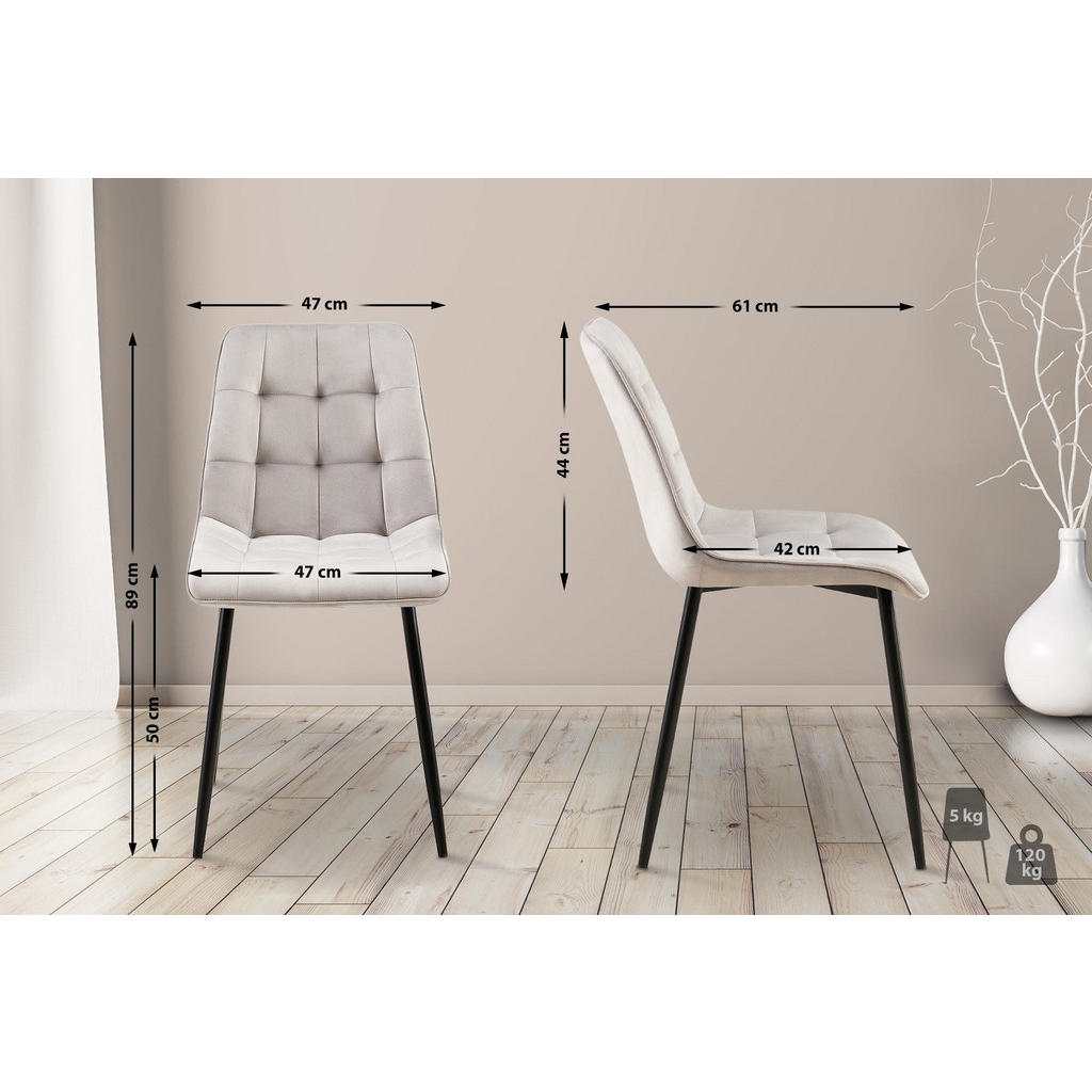 Thumbnail - CLP Stuhl, Grau, Textil, 47x89x61 cm, Esszimmer, Stühle, Esszimmerstühle, Vierfußstühle