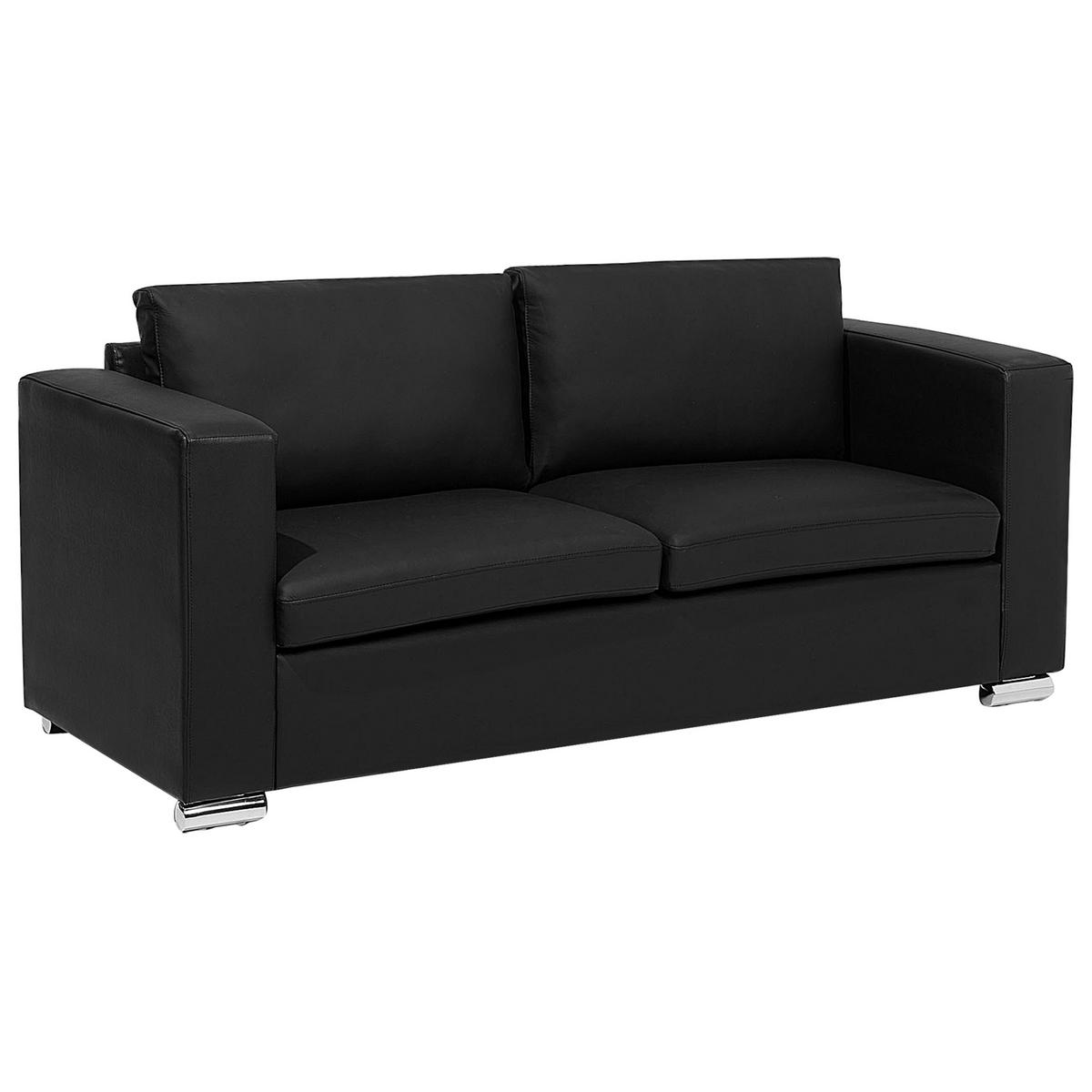 3-SITZER-SOFA Echtleder Schwarz Helsinki - Schwarz, Leder/Fell (186/72/76cm) - Beliani