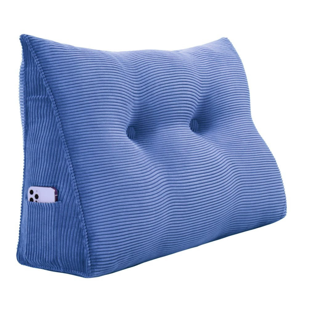 LESEKISSEN für Bett Kord Hellblau 60 cm - Hellblau, Textil (50/60cm) - Vercart