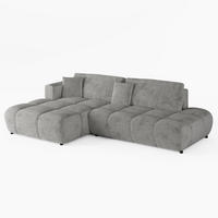 ECKSOFA BARI Links Dunkelgrau Chenille-Stoff L-Form Couch mit Schlaffunktion & Bettkasten - Dunkelgrau/Schwarz, Holz (170/280cm) - Barchello