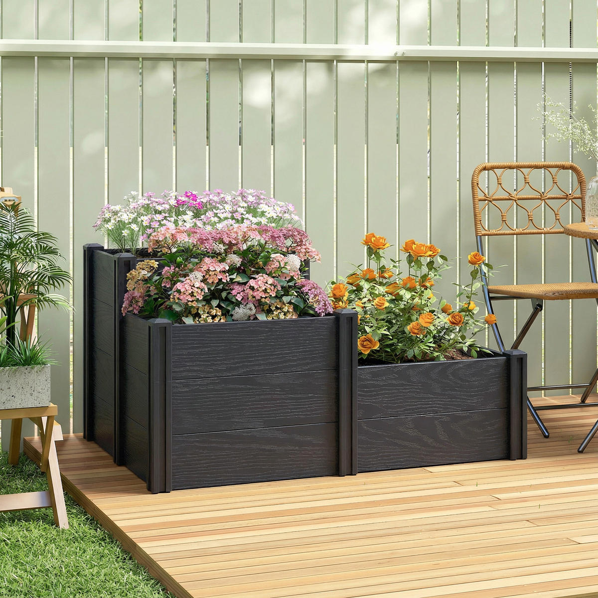 HOCHBEET 3-Stufig DE-12307 modulares Stecksystem, 120/80/64 cm Grau - Grau, Kunststoff (120/64/80cm) - ComfortXL