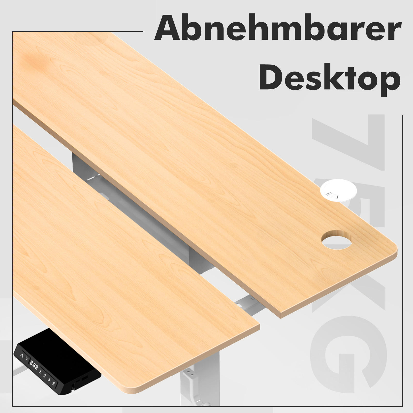 SCHREIBTISCH höhenverstellbar 70 - 120 cm - Hellbraun/Weiß, Holz/Metall (140/70/69cm) - HOMAVO