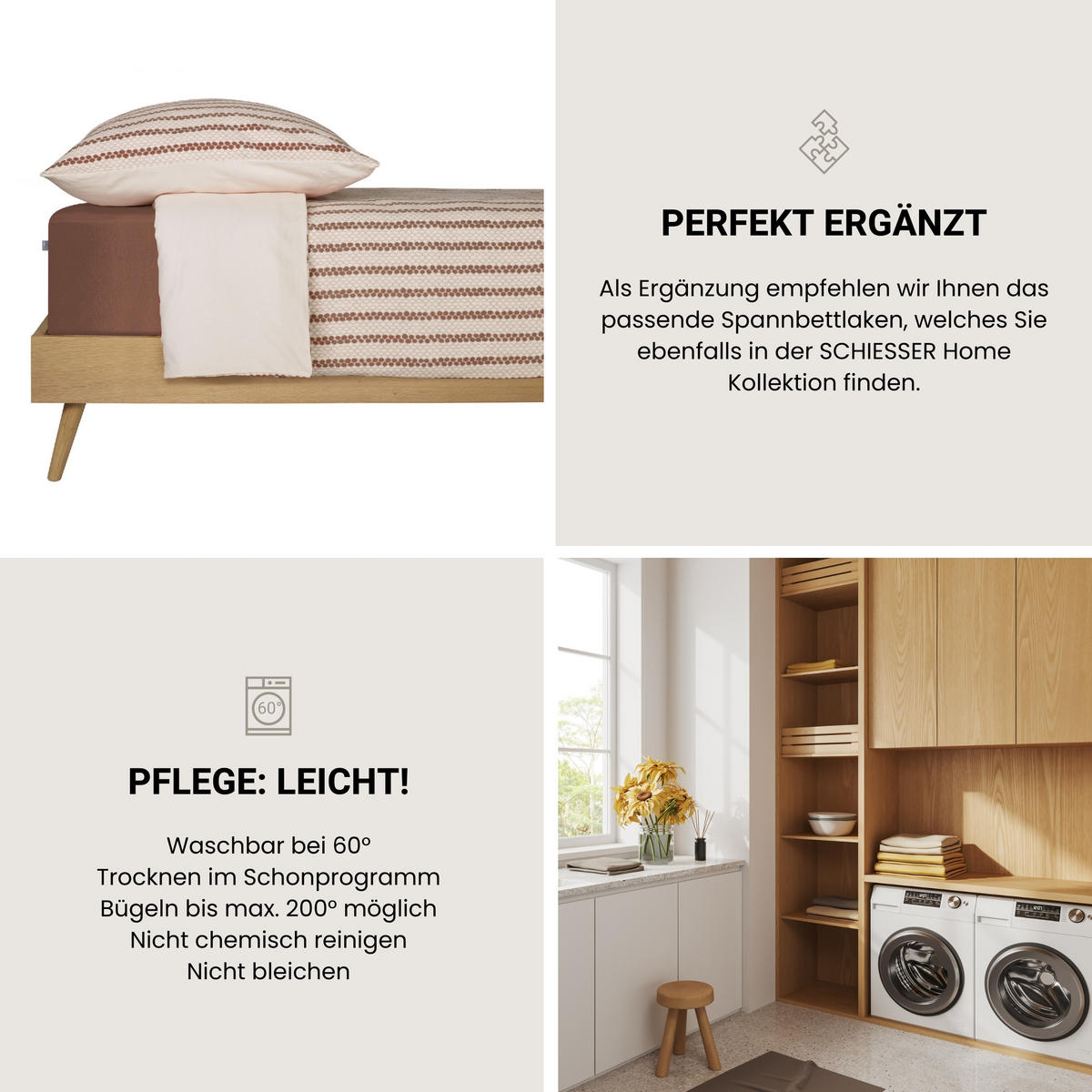 BETTWÄSCHESET Gwen - Feinbiber - 2-teilig - 155 x 220 cm - Creme - Creme, Textil (155/220cm) - SCHIESSER