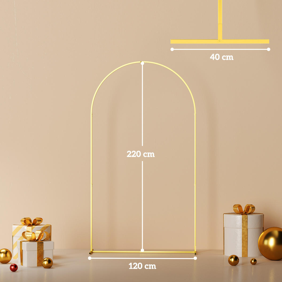 ROSENBOGEN DE-18334 220 cm hoch, für Hochzeit & Events Gold - Goldfarben, Metall (120/220/40cm) - ComfortXL