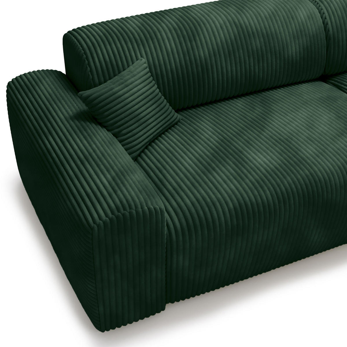 ECKSOFA mit Longchair - Cord - Schwarz/Grün, Kunststoff/Textil (284/178cm) - home24