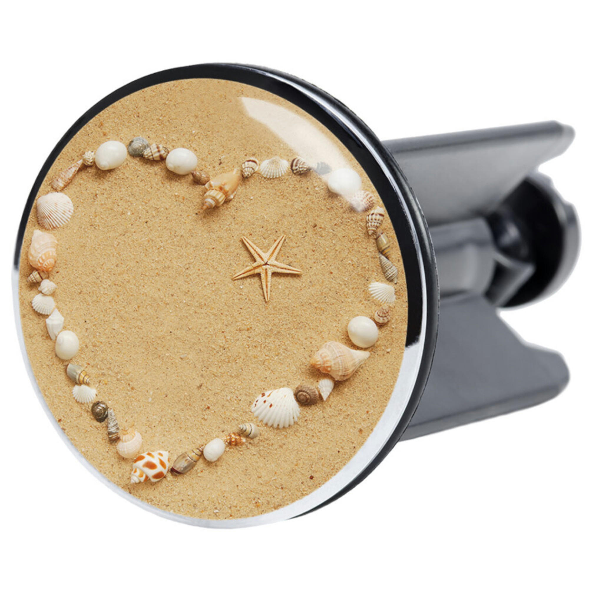 WASCHBECKENSTÖPSEL Seashells - Braun, Kunststoff/Metall (4/7/7cm) - Sanilo