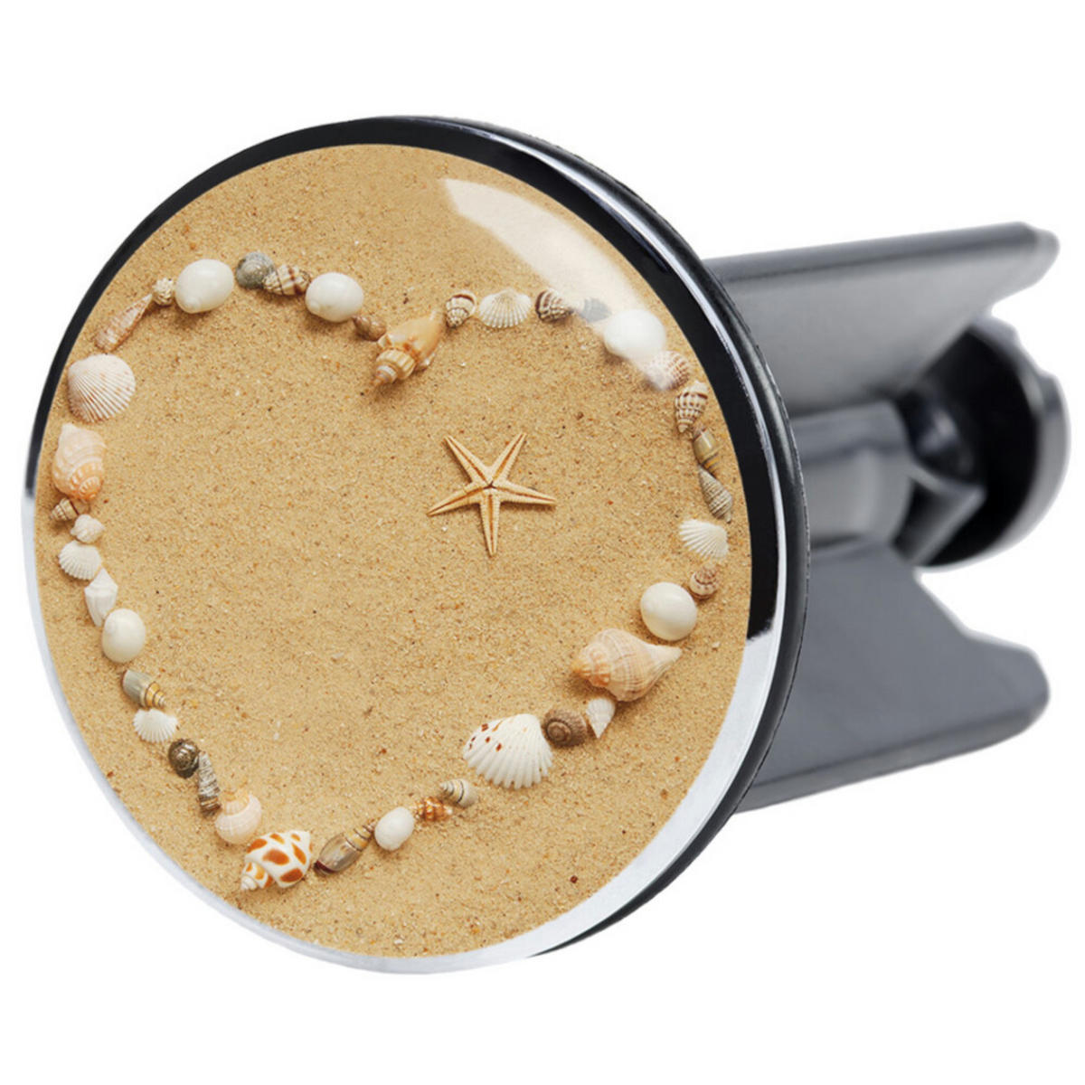 WASCHBECKENSTÖPSEL Seashells - Braun, Kunststoff/Metall (4/7/7cm) - Sanilo